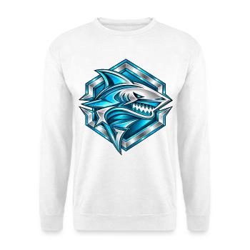Elektrischer Hai - Unisex Pullover - Weiß - Vorne - Alina (178cm) & Michal (187cm)