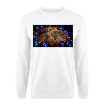 Die brennende Landkarte - Unisex Pullover - Weiß - Vorne - Alina (178cm) & Michal (187cm)