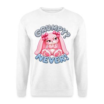 Süßes pinkes Kaninchen mit Attitüde – grummelig? Nie! - Unisex Pullover - Weiß - Vorne - Alina (178cm) & Michal (187cm)