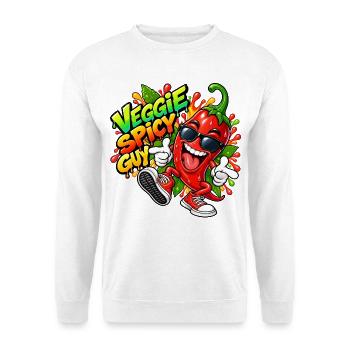 Veggie Spicy Guy Cartoon - Unisex Pullover - Weiß - Vorne - Alina (178cm) & Michal (187cm)