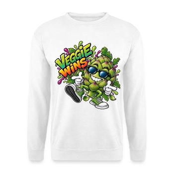 Veggie Wins Artischocke - Unisex Pullover - Weiß - Vorne - Alina (178cm) & Michal (187cm)