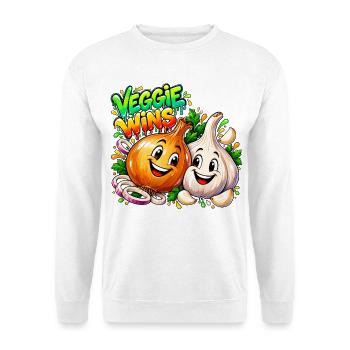 Gemüse gewinnt - Unisex Pullover - Weiß - Vorne - Alina (178cm) & Michal (187cm)