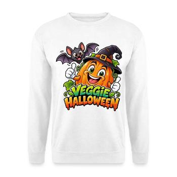 Kürbis Veggie Halloween Spaß - Unisex Pullover - Weiß - Vorne - Alina (178cm) & Michal (187cm)