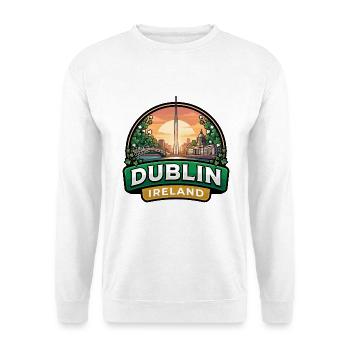 Dublin Ireland Reiseabzeichen Ha Penny Bridge Geschenk - Unisex Pullover - Weiß - Vorne - Alina (178cm) & Michal (187cm)