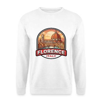 Florenz, Italien Reiseabzeichen Duomo Ponte Vecchio - Unisex Pullover - Weiß - Vorne - Alina (178cm) & Michal (187cm)
