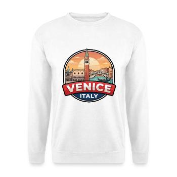 Venedig Italien Reiseabzeichen Rialto Gondel Geschenk - Unisex Pullover - Weiß - Vorne - Alina (178cm) & Michal (187cm)