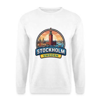 Stockholm, Schweden Reiseabzeichen Gamla Stan Geschenk - Unisex Pullover - Weiß - Vorne - Alina (178cm) & Michal (187cm)
