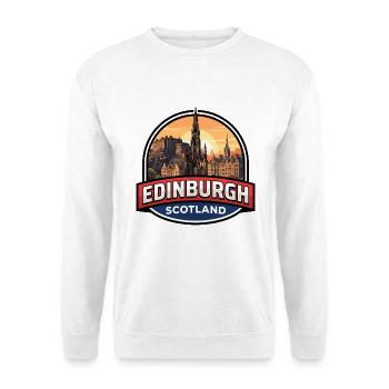 Edinburgh Scotland Reiseabzeichen Castle Royal Mile - Unisex Pullover - Weiß - Vorne - Alina (178cm) & Michal (187cm)