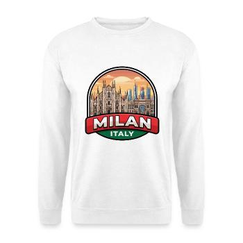 Milan Italien Reiseabzeichen Duomo di Milano Geschenk - Unisex Pullover - Weiß - Vorne - Alina (178cm) & Michal (187cm)