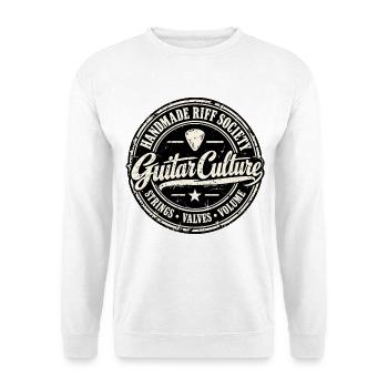 HANDMADE RIFF SOCIETY | Gitarrenkultur - Unisex Pullover - Weiß - Vorne - Alina (178cm) & Michal (187cm)