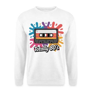 Cassette Pop Splash 80er 80er - Unisex Pullover - Weiß - Vorne - Alina (178cm) & Michal (187cm)