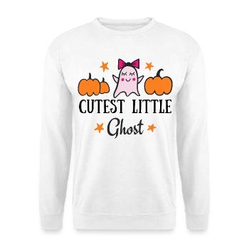 Chibi-Geist mit Kürbissen - Unisex Pullover - Weiß - Vorne - Alina (178cm) & Michal (187cm)