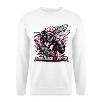 Biene Neon Schwarz-Weiß Tech - Unisex Pullover - Weiß - Vorne - Alina (178cm) & Michal (187cm)