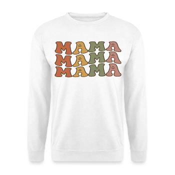 Retro Mama in warmen Tönen - Unisex Pullover - Weiß - Vorne - Alina (178cm) & Michal (187cm)
