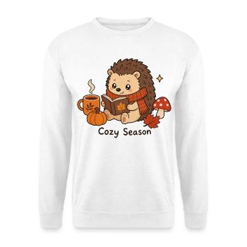 Cozy Season Igel Herbst Gemütlich Lesen Niedlich - Unisex Pullover - Weiß - Vorne - Alina (178cm) & Michal (187cm)