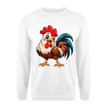 Hahn Kawaii Style – Süßer Hahn - Unisex Pullover - Weiß - Vorne - Alina (178cm) & Michal (187cm)