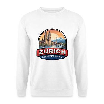 Zürich Schweiz Reiseabzeichen Alps Lake Geschenk - Unisex Pullover - Weiß - Vorne - Alina (178cm) & Michal (187cm)