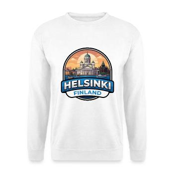 Helsinki Finnland Reiseabzeichen Kathedrale Geschenk - Unisex Pullover - Weiß - Vorne - Alina (178cm) & Michal (187cm)
