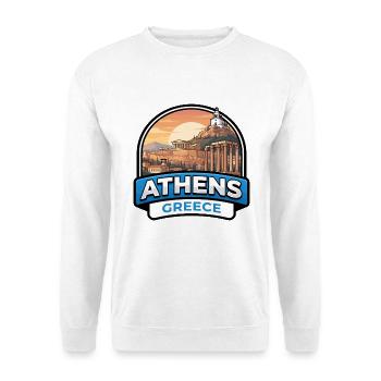 Athen Griechenland Reiseabzeichen Akropolis Parthenon - Unisex Pullover - Weiß - Vorne - Alina (178cm) & Michal (187cm)