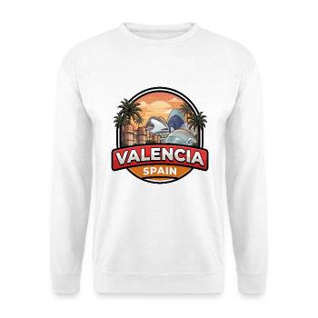 Valencia Spanien Reiseabzeichen Kunst & Wissenschaften Geschenk - Unisex Pullover - Weiß - Vorne - Alina (178cm) & Michal (187cm)