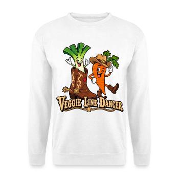 Veggie Line Dancer Cowboy Karotte Lauch - Unisex Pullover - Weiß - Vorne - Alina (178cm) & Michal (187cm)