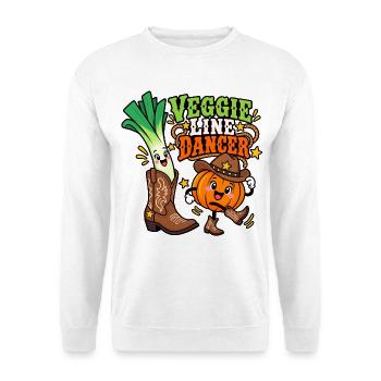 Veggie Line Dancer – Kürbis Cowboy Duo - Unisex Pullover - Weiß - Vorne - Alina (178cm) & Michal (187cm)