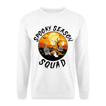 Spooky Season Squad von Helfspawn - Unisex Pullover - Weiß - Vorne - Alina (178cm) & Michal (187cm)
