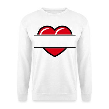 Herz / Herzchen (Text Ergänzen / Geschenk / Liebe) - Unisex Pullover - Weiß - Vorne - Alina (178cm) & Michal (187cm)