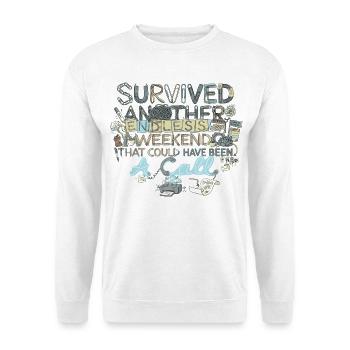 Survived Another Endless Weekend - Unisex Pullover - Weiß - Vorne - Alina (178cm) & Michal (187cm)