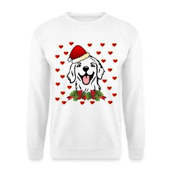 Weihnachtsmann Weihnachten Hunde - Unisex Pullover - Weiß - Vorne - Alina (178cm) & Michal (187cm)