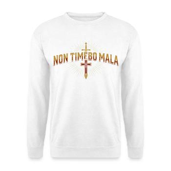 Non Timebo Mala - Unisex Pullover - Weiß - Vorne - Alina (178cm) & Michal (187cm)