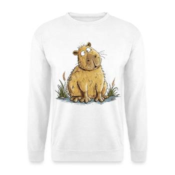 Lustiges Capybara I Wasserschwein Tierhumor - Unisex Pullover - Weiß - Vorne - Alina (178cm) & Michal (187cm)
