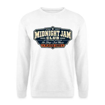ROCK STAMP SOCIETY | Midnight Jam Club - Unisex Pullover - Weiß - Vorne - Alina (178cm) & Michal (187cm)