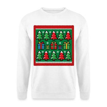 Ugly Christmas Pixel Strick Muster - Unisex Pullover - Weiß - Vorne - Alina (178cm) & Michal (187cm)