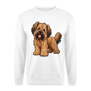 Briard Kawaii Style – Süßer Hütehund - Unisex Pullover - Weiß - Vorne - Alina (178cm) & Michal (187cm)