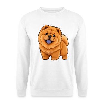 Chow Chow Kawaii Style – Flauschiger Hund - Unisex Pullover - Weiß - Vorne - Alina (178cm) & Michal (187cm)