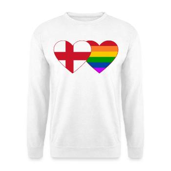 England Regenbogen Flagge Herz - Unisex Pullover - Weiß - Vorne - Alina (178cm) & Michal (187cm)