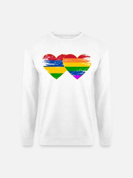 Mauritius Regenbogen Flagge Herz used - Unisex Pullover - Weiß