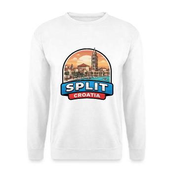 Split Kroatien Reiseabzeichen Diokletians Palast - Unisex Pullover - Weiß - Vorne - Alina (178cm) & Michal (187cm)