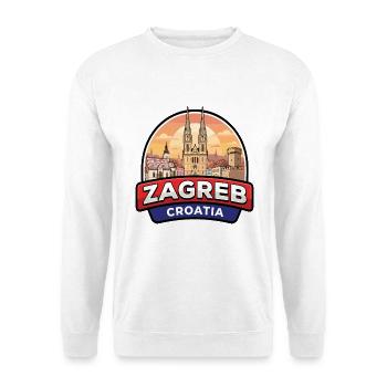 Zagreb Kroatien Reiseabzeichen St. Marks-Kirche Geschenk - Unisex Pullover - Weiß - Vorne - Alina (178cm) & Michal (187cm)