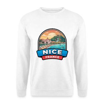 Schönes Frankreich-Reiseabzeichen Französische Riviera-Strandgeschenk - Unisex Pullover - Weiß - Vorne - Alina (178cm) & Michal (187cm)