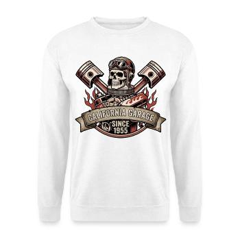 Rockabilly California Garage Skull Racing - Unisex Pullover - Weiß - Vorne - Alina (178cm) & Michal (187cm)