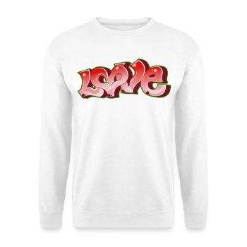 Love Graffiti Pink Neon - Unisex Pullover - Weiß - Vorne - Alina (178cm) & Michal (187cm)