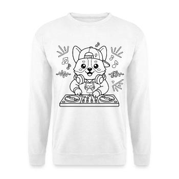 Niedliche Corgi-DJ-Musik-Gliederung Lustiges Hundeliebhaber-Geschenk - Unisex Pullover - Weiß - Vorne - Alina (178cm) & Michal (187cm)
