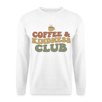 Kaffee & Freundlichkeit Club - Unisex Pullover - Weiß - Vorne - Alina (178cm) & Michal (187cm)