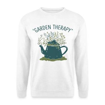 Garten Therapie Teekanne - Unisex Pullover - Weiß - Vorne - Alina (178cm) & Michal (187cm)