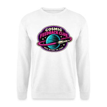 COSMIC FEEDBACK CLUB | Lärm jenseits der Sterne - Unisex Pullover - Weiß - Vorne - Alina (178cm) & Michal (187cm)
