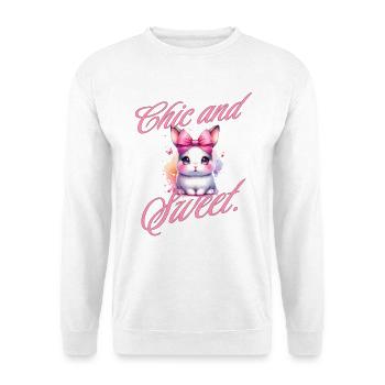Chic And Sweet Hase Schleife Kaninchen Niedlich - Unisex Pullover - Weiß - Vorne - Alina (178cm) & Michal (187cm)
