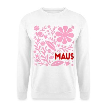 Blumen für Maus - Unisex Pullover - Weiß - Vorne - Alina (178cm) & Michal (187cm)