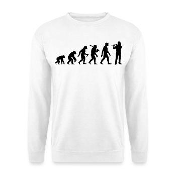 Querflöten Evolution Für Flötisten - Unisex Pullover - Weiß - Vorne - Alina (178cm) & Michal (187cm)